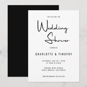 Minimalist Modern Calligraphy Wedding Shower Invitation