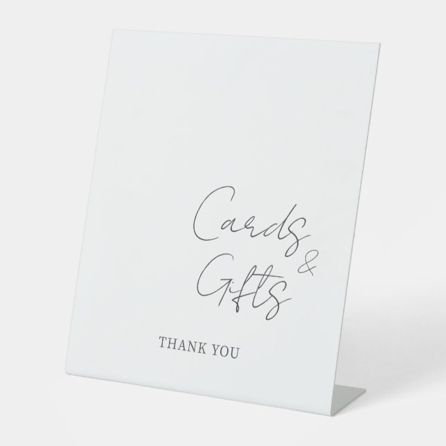 Minimalist Modern Cards & Gifts Wedding Welcome Pedestal Sign (Front)