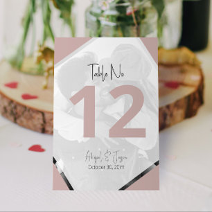Minimalist Modern Casual Wedding Dusty Rose Table Number
