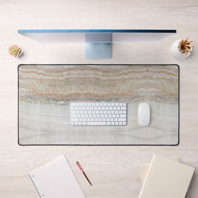 minimalist modern chic beige tan white grey marble desk mat (Office 1)