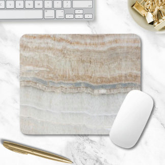 minimalist modern chic beige tan white grey marble mouse pad