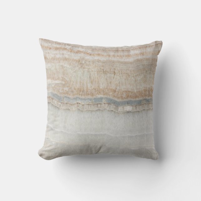 minimalist modern chic beige tan white grey marble outdoor pillow (Front)