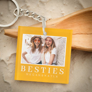 Minimalist Modern Chic Best Friends BFF Photo Keychain
