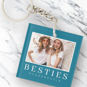 Minimalist Modern Chic Best Friends BFF Photo Keychain