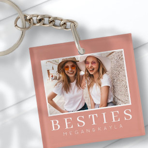 Minimalist Modern Chic Best Friends BFF Photo Keychain