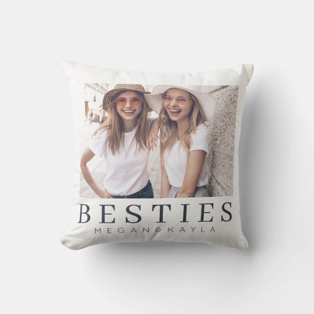 Minimalist Modern Chic Best Friends BFF Photo Throw Pillow (Front)