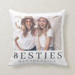 Minimalist Modern Chic Best Friends BFF Photo Throw Pillow<br><div class="desc">Design is composed of fun and playful typography with sans serif and serif font. Add a custom photo.</div>