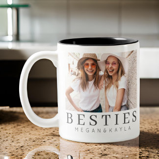 Minimalist Modern Chic Best Friends BFF Photo Two-Tone Coffee Mug
