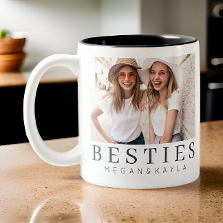 Minimalist Modern Chic Best Friends BFF Photo Two-Tone Coffee Mug