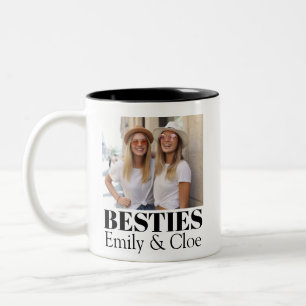 Minimalist Modern Chic Best Friends BFF Photo  Two-Tone Coffee Mug