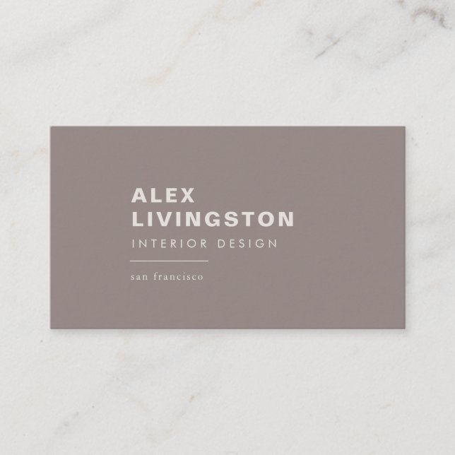 Minimalist Modern Chic Creative Taupe Brown Business Card (Front)