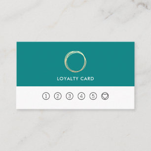 Minimalist Modern Chic Gold Circle Teal Loyalty Business Card