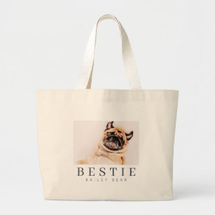 Minimalist Modern Chic Pet Bestie BFF Photo Large Tote Bag