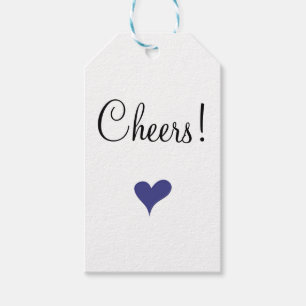 Minimalist Modern Chic Script Cheers Blue Heart  Gift Tags