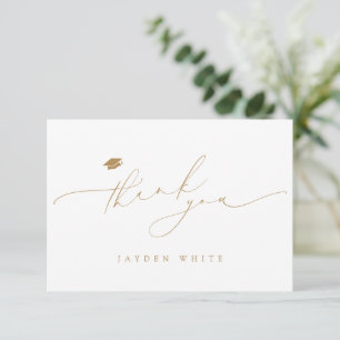 Minimalist Modern Chic Script Elegant Graduation Thank You Card
