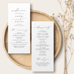 Minimalist Modern Chic Script Elegant Wedding Program