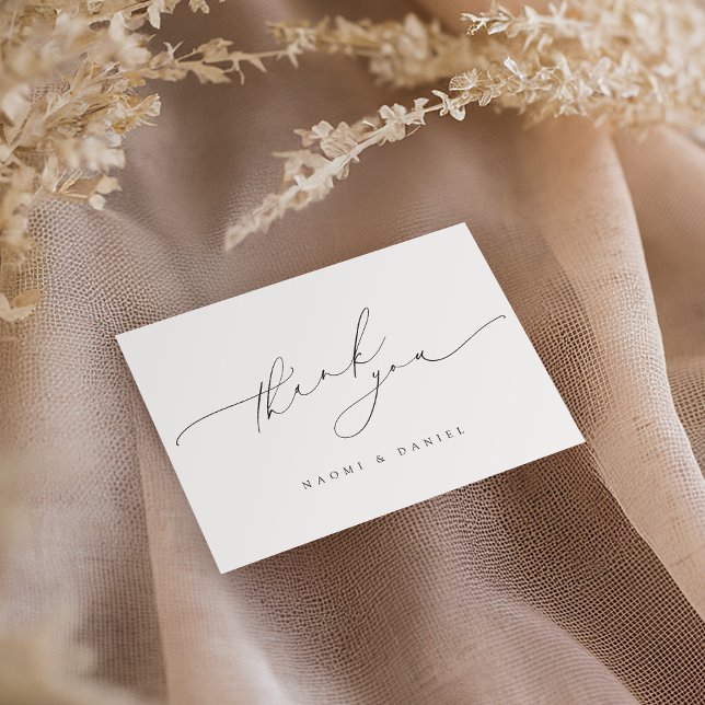 Minimalist Modern Chic Script Elegant Wedding Thank You Card (Minimalist Modern Chic Script Elegant Wedding Thank You Card)