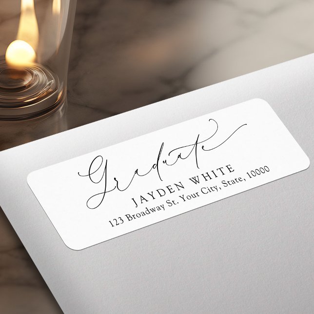 Minimalist Modern Chic Script Grad Return Address (Minimalist Modern Chic Script Grad Return Address Label)