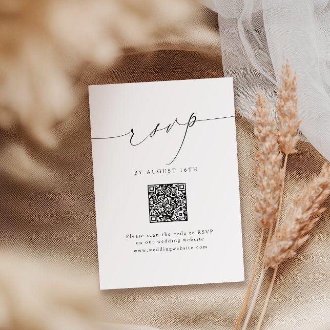 Minimalist Modern Chic Script QR Code Wedding RSVP Card (Minimalist Modern Chic Script QR Code Wedding RSVP Card)