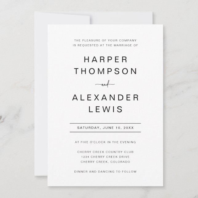 Minimalist Modern Chic Typography Wedding Invitation (Front)