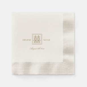Minimalist Modern Chinese Double Happiness Wedding Napkin
