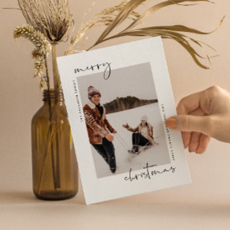 Minimalist Modern Christmas Card with Photo