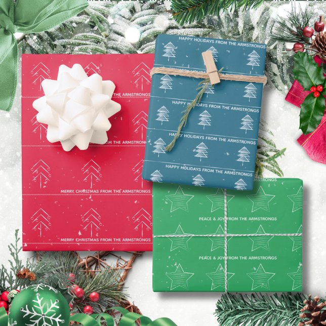 Minimalist Modern Christmas Trees Stars Snow Wrapping Paper Sheet (Minimalist Modern Christmas Trees Stars Snow Wrapping Paper Sheets ©Susanne Sachers - Sunny Mind 🌞)