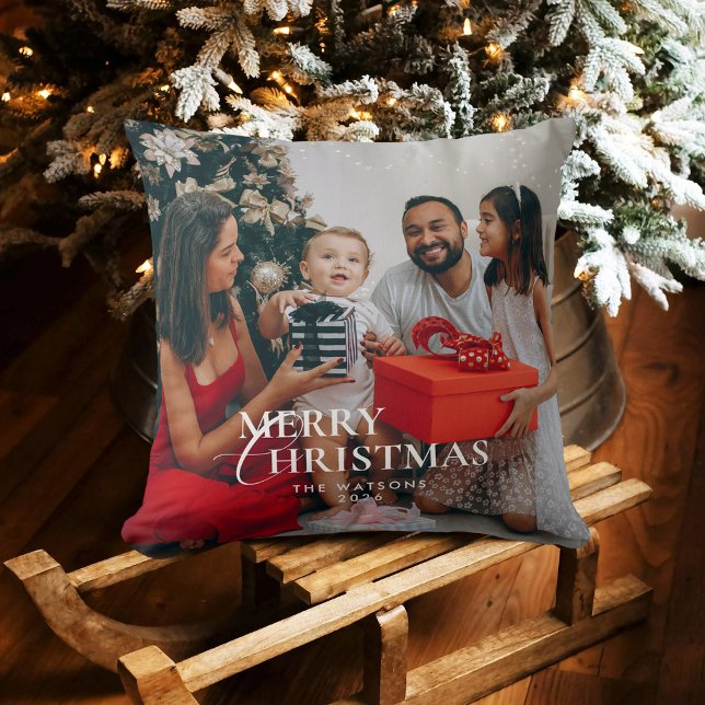 Minimalist Modern Classic Family Photo  Throw Pillow (Creator Uploaded)