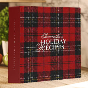 Minimalist Modern Classic Red Plaid Holiday Recipe Binder