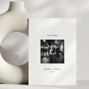 Minimalist Modern Classy Script Photo QR Wedding Save The Date