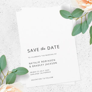 Minimalist Modern Clean Simple Wedding Save The Date