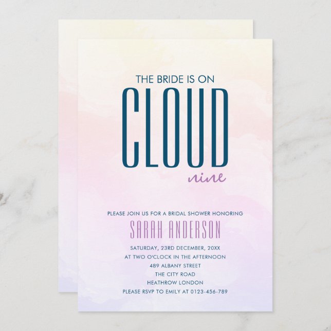 Minimalist Modern Cloud Nine Bridal Shower Invitation (Front/Back)