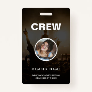 Minimalist Modern Crew Staff Round Photo QR Badge