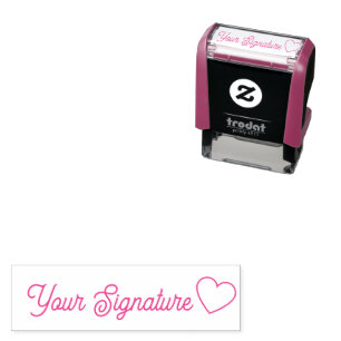 Minimalist Modern Cursive Signature Script Heart Self-inking Stamp