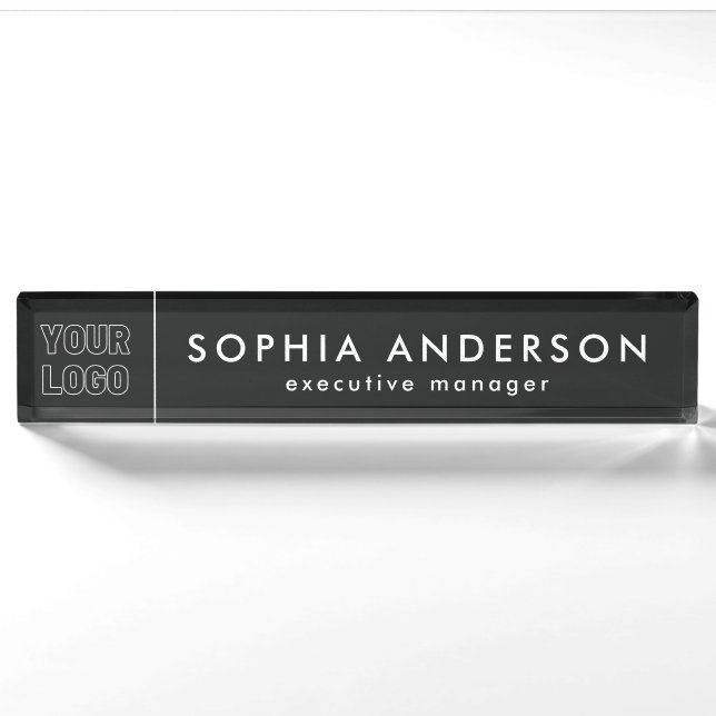 Minimalist Modern Custom Business Logo Employee Nameplate (Front)