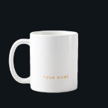Minimalist Modern Custom Name, Text and Photo Coffee Mug<br><div class="desc">Personalized Trendy mug featuring modern custom text. Add your own photo,  illustration or any graphic design element,  or leave this elegant and minimal aesthetic. A cool and sophisticated gender neutral boho tangerine orange colour and sans-serif clear font customizable in any font,  any colour,  no minimum.</div>