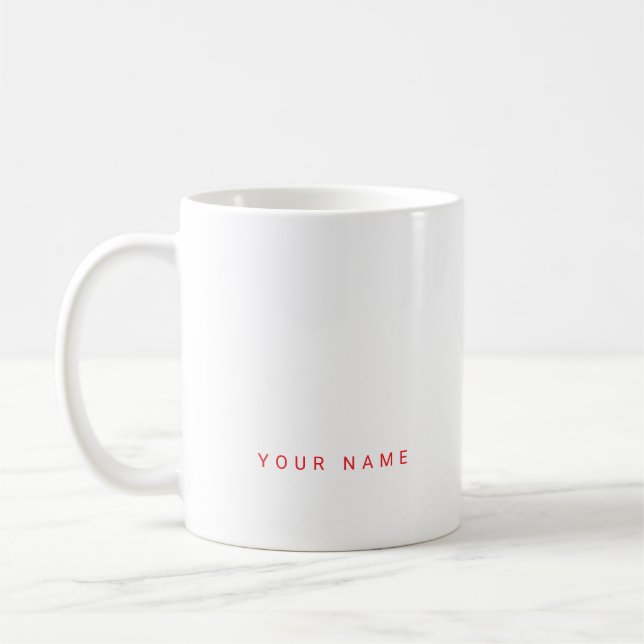 Minimalist Modern Custom Name, Text and Photo Coffee Mug (Left)