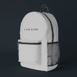 Minimalist Modern Custom Name, Text, Photo Printed Backpack<br><div class="desc">Personalized Trendy light gray backpack featuring modern custom text. Add your own photo,  illustration or any graphic design element,  or leave this elegant and minimal aesthetic. Any font,  any color,  no minimum.</div>
