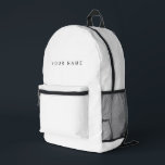 Minimalist Modern Custom Name, Text, Photo Printed Backpack<br><div class="desc">Personalized Trendy backpack featuring modern custom text. Add your own photo, illustration or any graphic design element, or leave this elegant and minimal aesthetic. Any font, any colour, no minimum.</div>