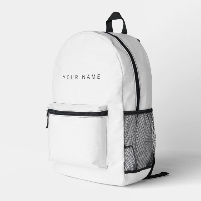 Minimalist Modern Custom Name, Text, Photo Printed Backpack (Back Corner Right)