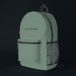Minimalist Modern Custom Name, Text, Photo Printed Backpack<br><div class="desc">Personalized Trendy organic sage green backpack featuring modern custom text. Add your own photo,  illustration or any graphic design element,  or leave this elegant and minimal aesthetic. Any font,  any color,  no minimum.</div>