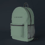 Minimalist Modern Custom Name, Text, Photo Printed Backpack<br><div class="desc">Personalized Trendy organic sage green backpack featuring modern custom text. Add your own photo,  illustration or any graphic design element,  or leave this elegant and minimal aesthetic. Any font,  any color,  no minimum.</div>