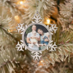 Minimalist modern custom photo text Hanukkah Snowflake Pewter Christmas Ornament<br><div class="desc">Happy Hanukkah minimalist modern personalized Hanukkah photo ornament.
Custom photo image or picture with fully customizable white text on front side.


Photo credit freepik</div>