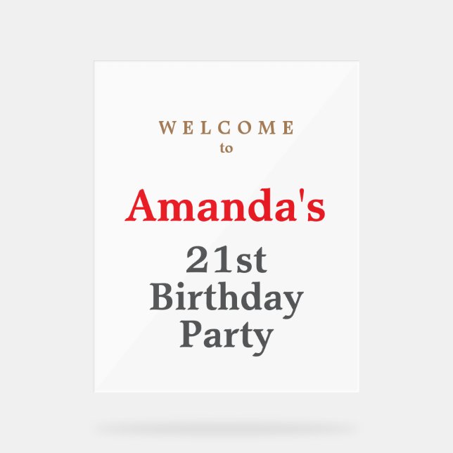 Minimalist Modern Cute Birthday Party Acrylic Sign (Front)