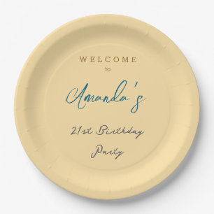 Minimalist Modern Cute Birthday Party Beige Paper Plate