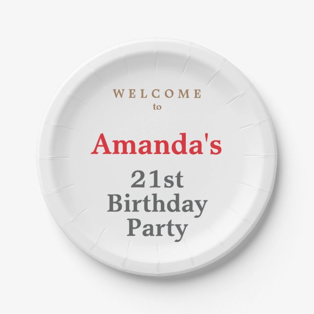 Minimalist Modern Cute Birthday Party Paper Plate (Front)