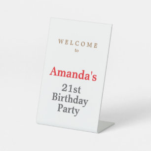 Minimalist Modern Cute Birthday Party Pedestal Sign