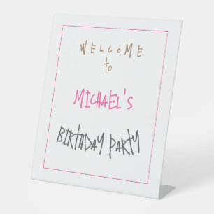 Minimalist Modern Cute Birthday Party Pedestal Sign