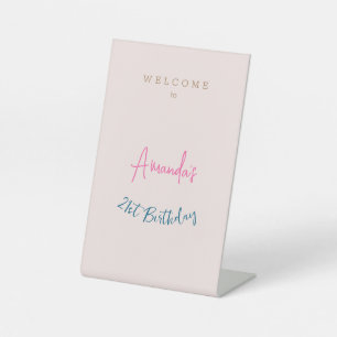 Minimalist Modern Cute Birthday Party Pedestal Sign