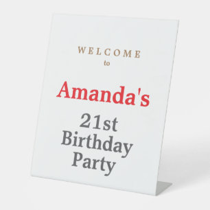 Minimalist Modern Cute Birthday Party Pedestal Sign